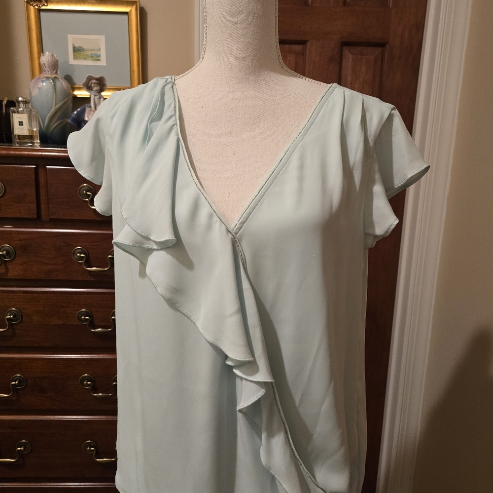 White House Black Market Green Long Sleeve Flutter Sundress